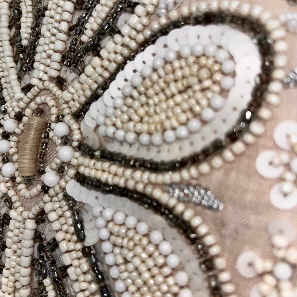 NOBLE EXCELLENCE® Two Embroidered Jeweled Tan Cream & Silver Decorative Pillows - Picture 11 of 15